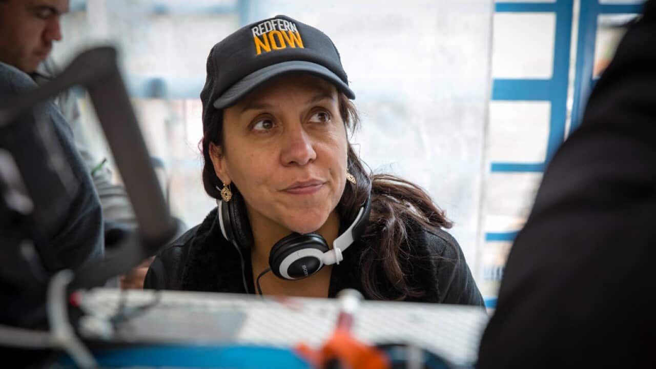 Rachel Perkins on set.