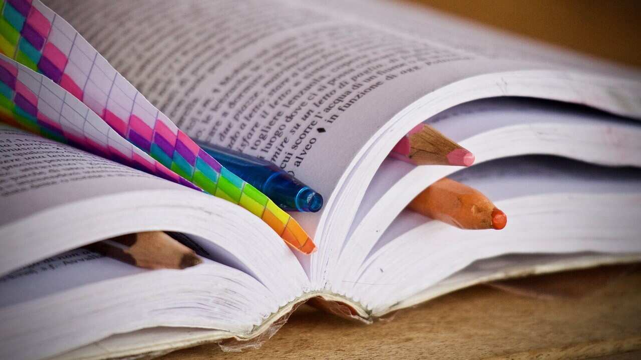 Book and pencils