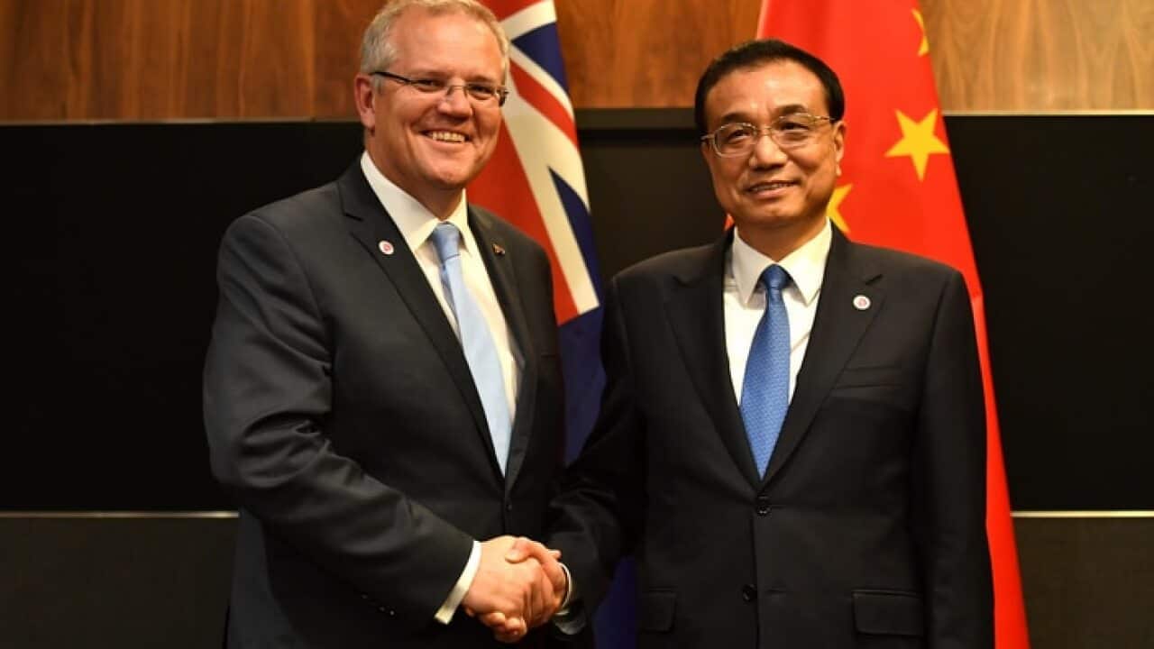 Australia's Prime Minister Scott Morrison and Premier of the State Council of the People's Republic of China Li Keqiang.