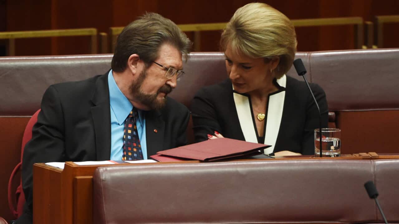 Senator Derryn Hinch and Minister for Employment Michaelia Cash
