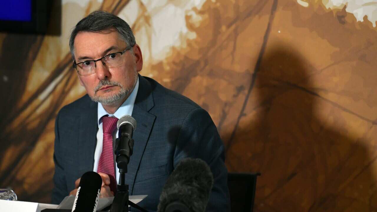 Russia’s Ambassador to Australia Dr. Alexey Pavlovsky at a press conference in Canberra, Friday, January 28, 2022.