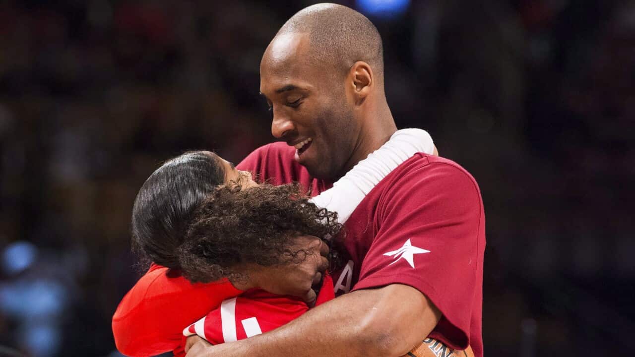 Koby Bryant hugs daughter Gianna back in 2016