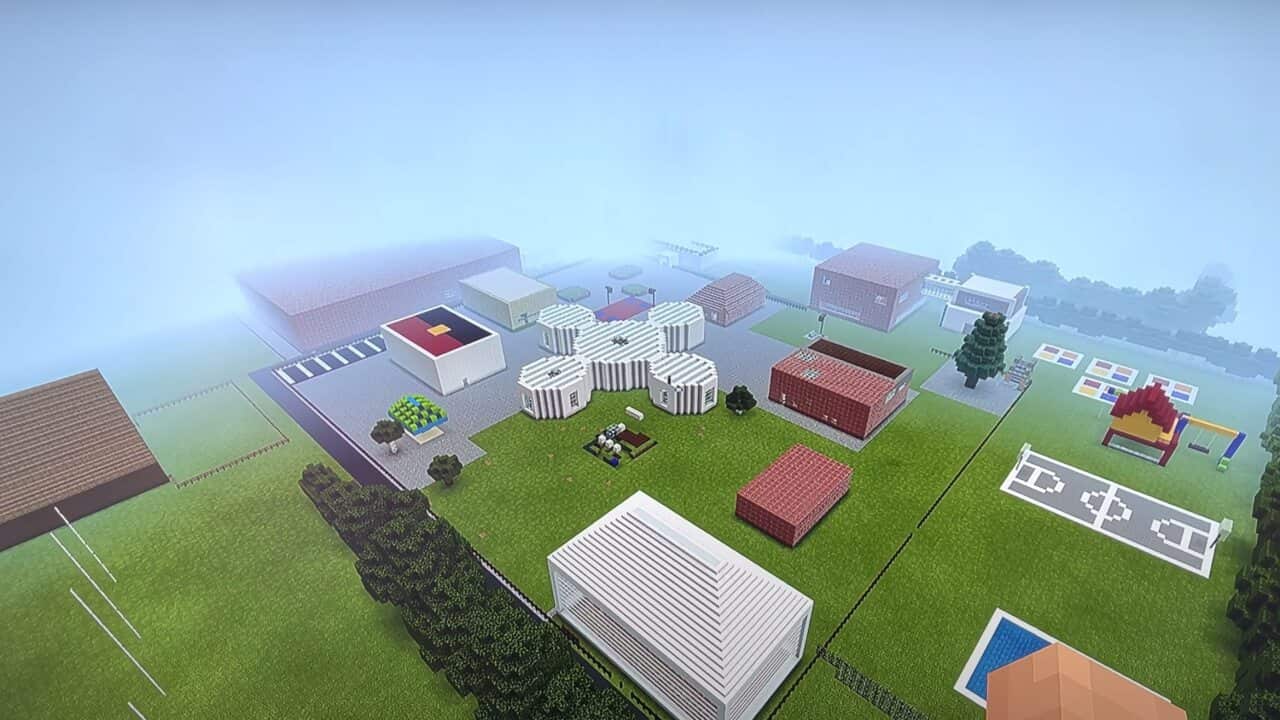 An overview of the school the class from Salisbury North Primary School created to with the 2021 Minecraft Education Challenge.