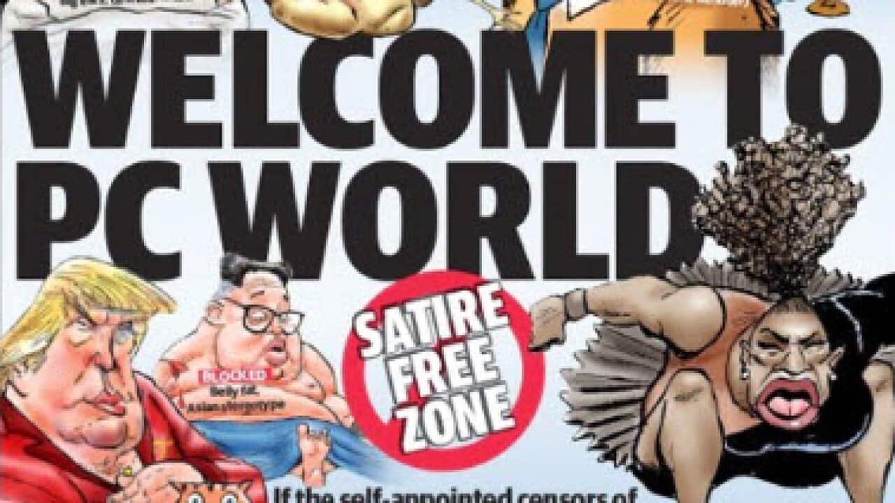The front page of the Herald Sun feturing the cartoons.