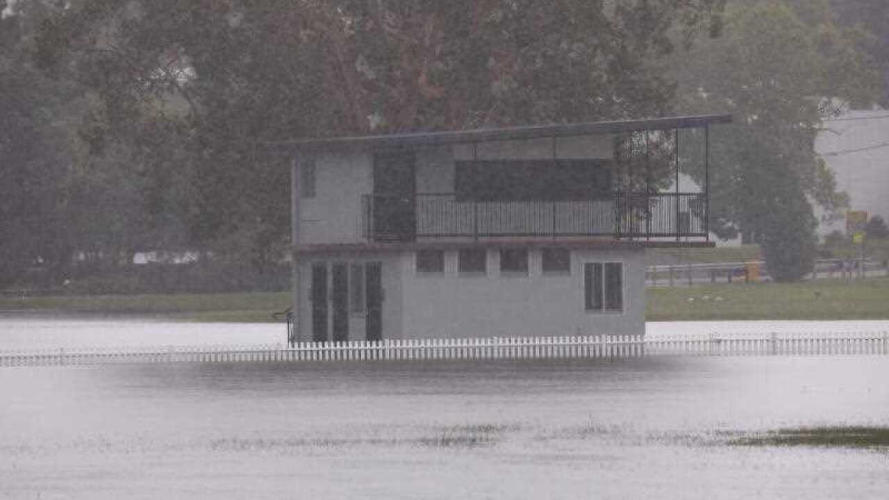 Flooded scenes on Woodlark st in Lismore.