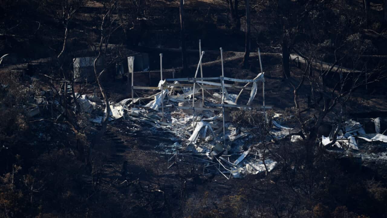 The burnt out remains of homes along the Great Ocean Road in Victoria
