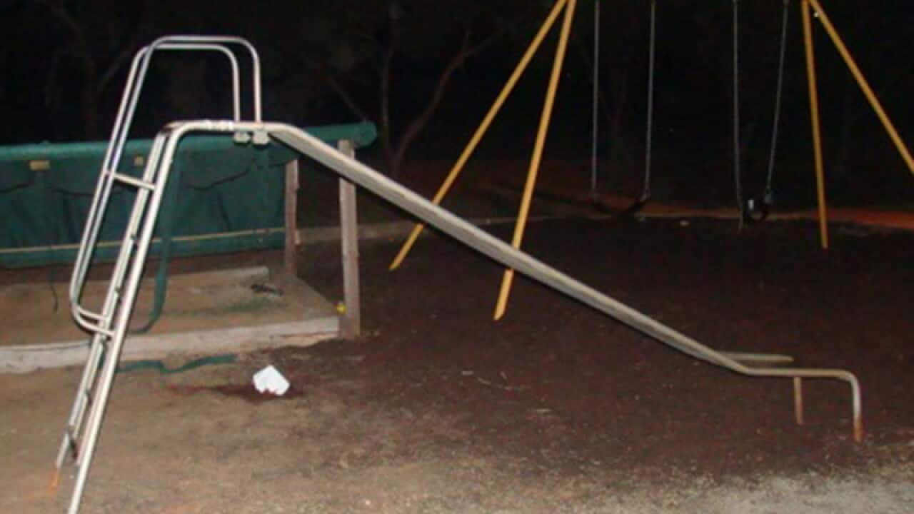 A slide at a playground at Farrell Flat