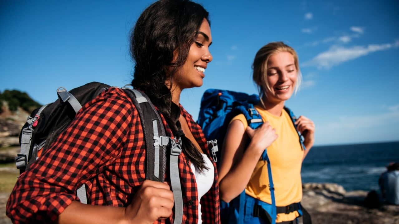 Women backpacking for bushwalking.