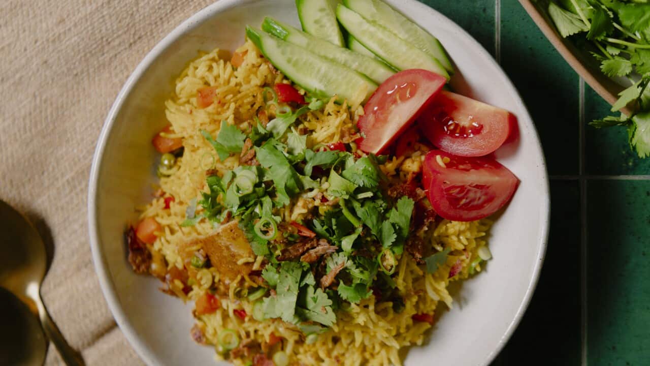 Baked Singapore rice