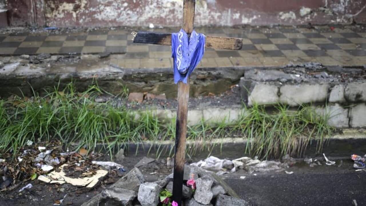 A makeshift cross