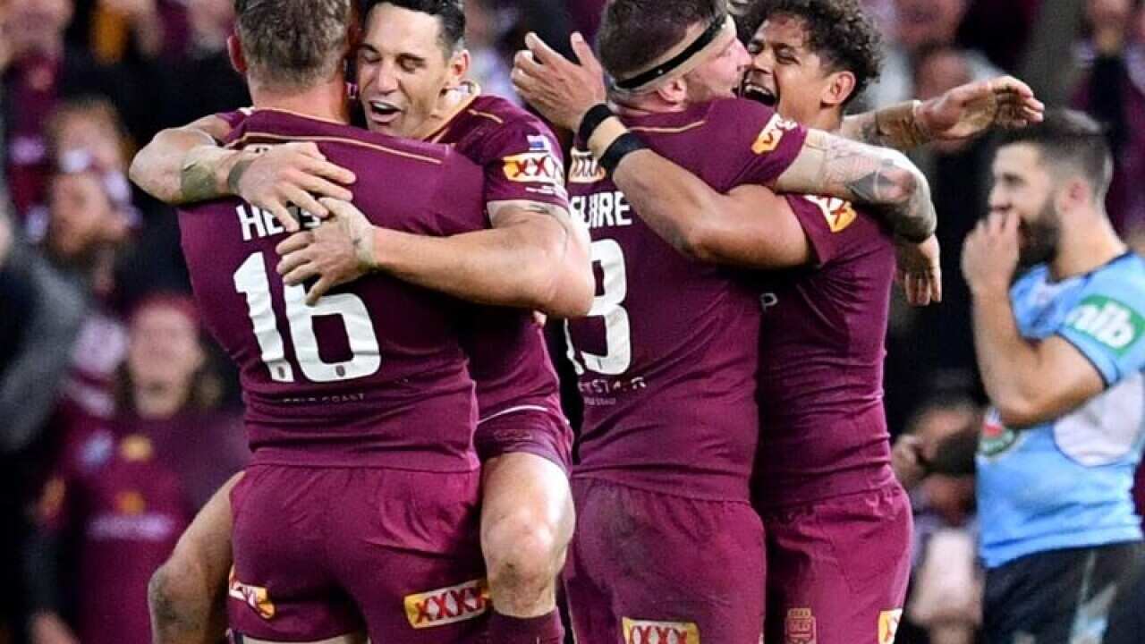 Queensland celebrate winning the State of Origin game 3