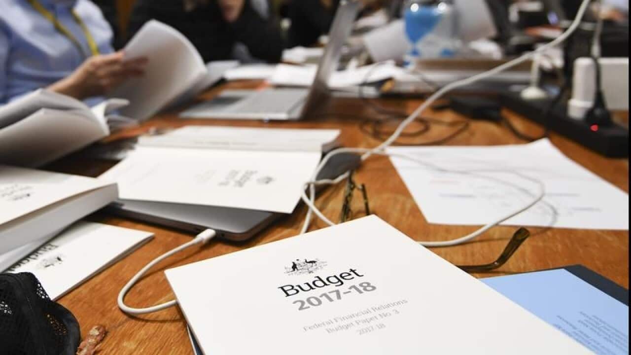 Journalists working in the 2017 budget lockup at Parliament House.