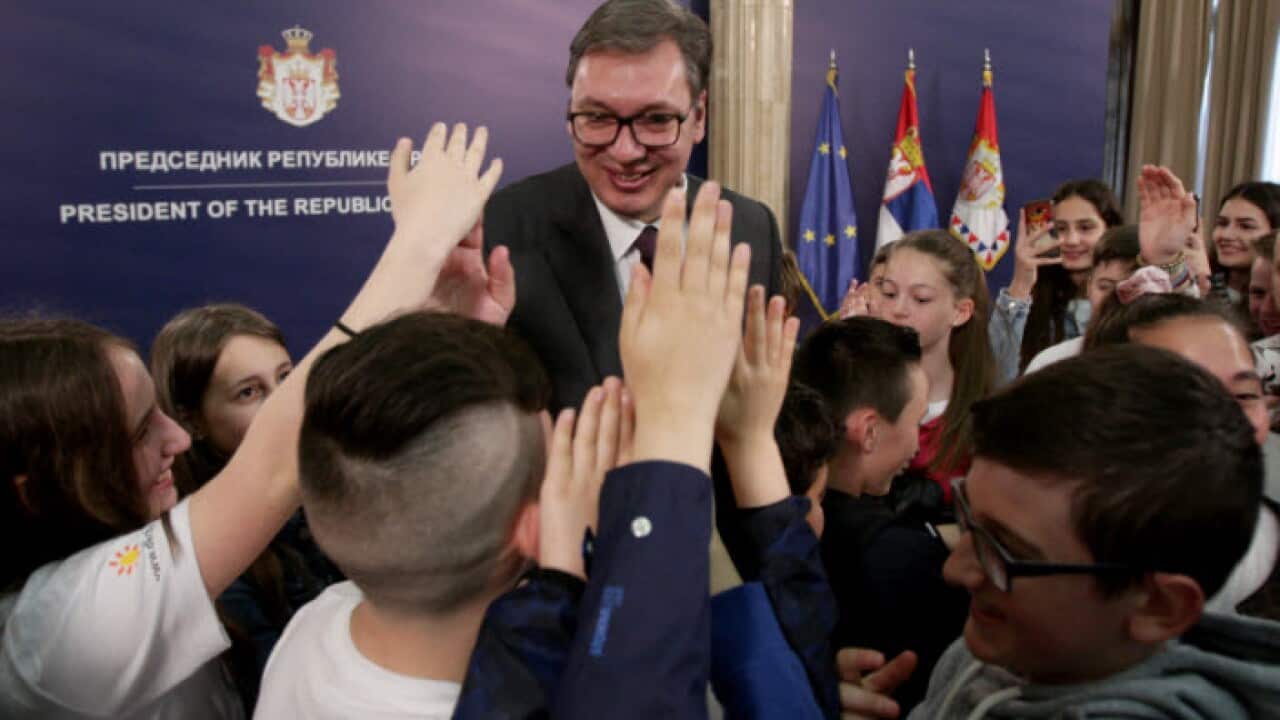 Serbian President with childern