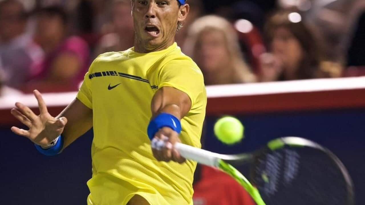 Rafael Nadal rips a forehand