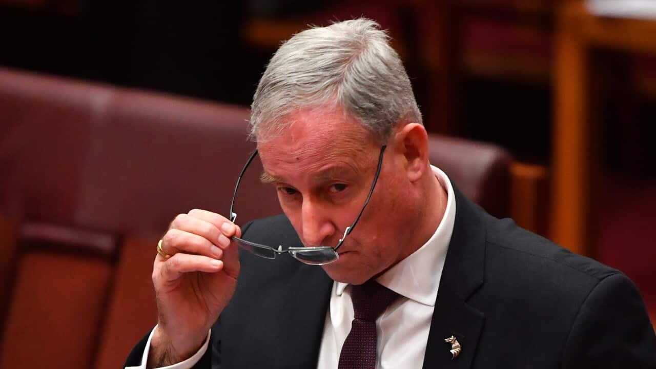 Minister for Aged Care Richard Colbeck during Question Time in the Senate chamber at Parliament House in Canberra, Monday, August 24, 2020. (AAP Image/Lukas Coch) NO ARCHIVING