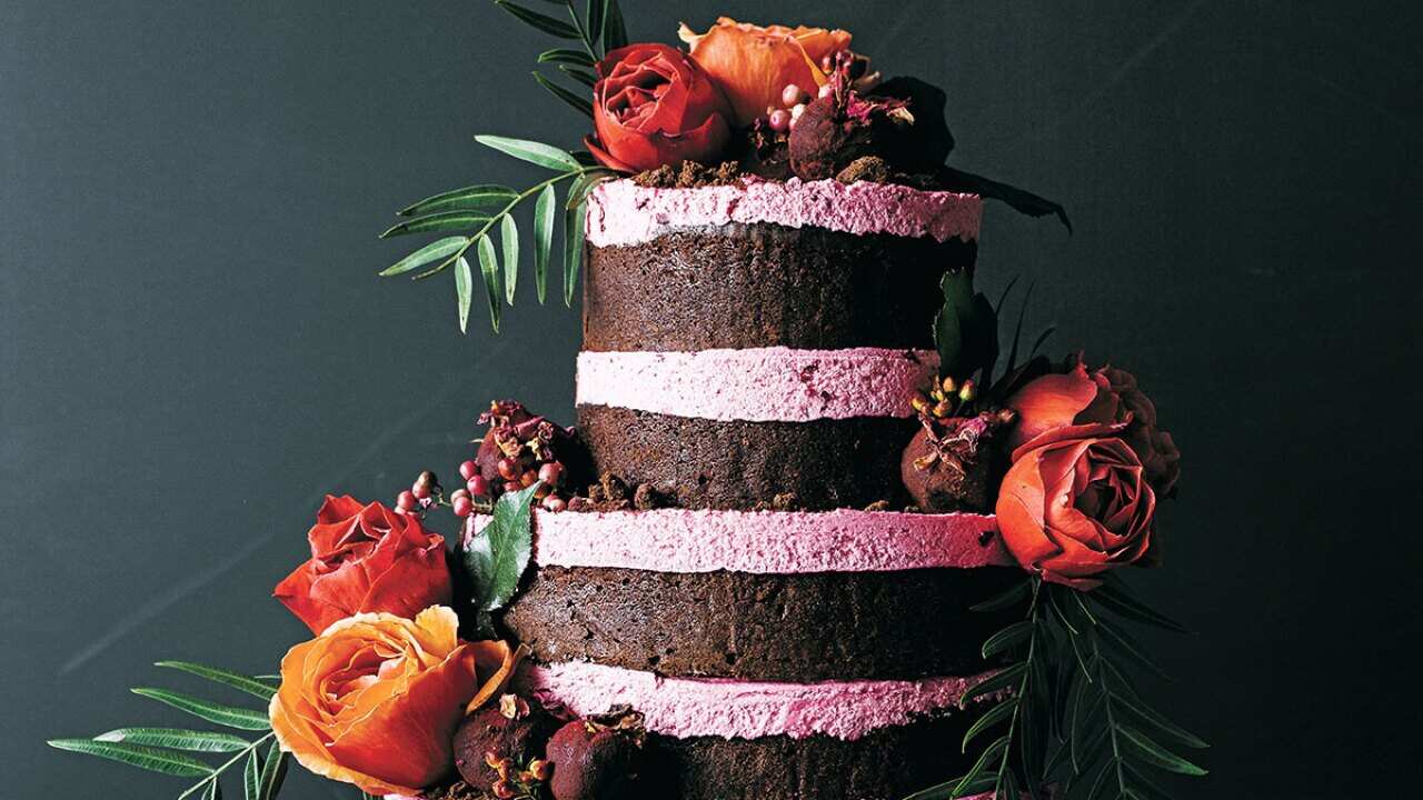 Beetroot and rose truffle chocolate cake