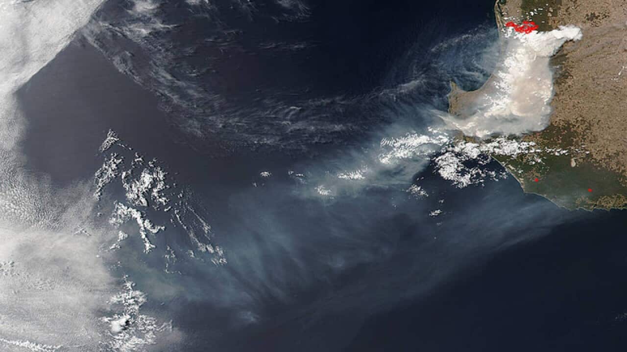 NASA satellite image showing WA bushfires