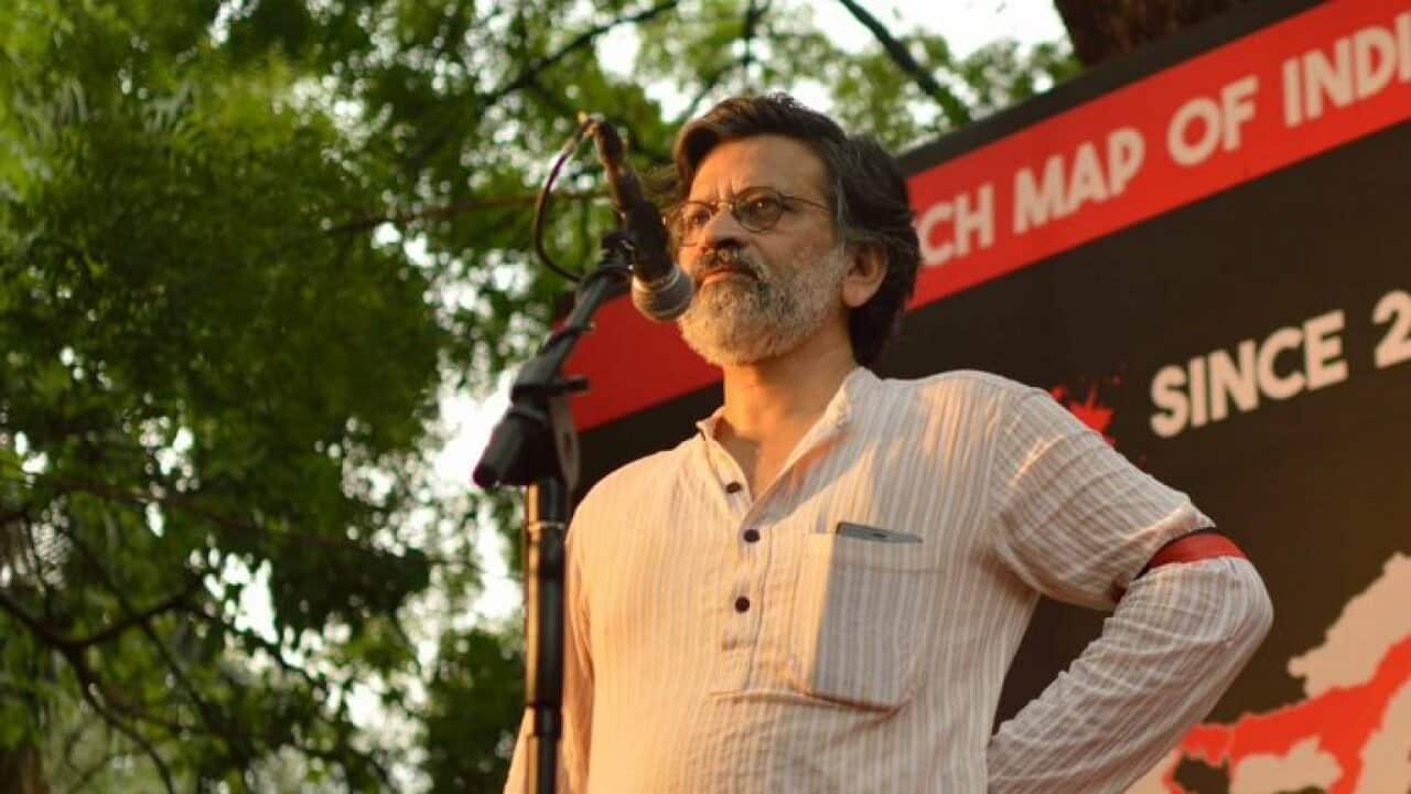 Rahul Roy speaks during a 'Not in my Name' protest