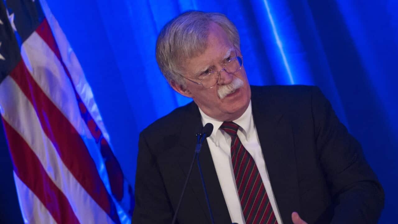 US National Security Advisor, John Bolton, speaks to the Federalist Society in Washington DC on September 10, 2018