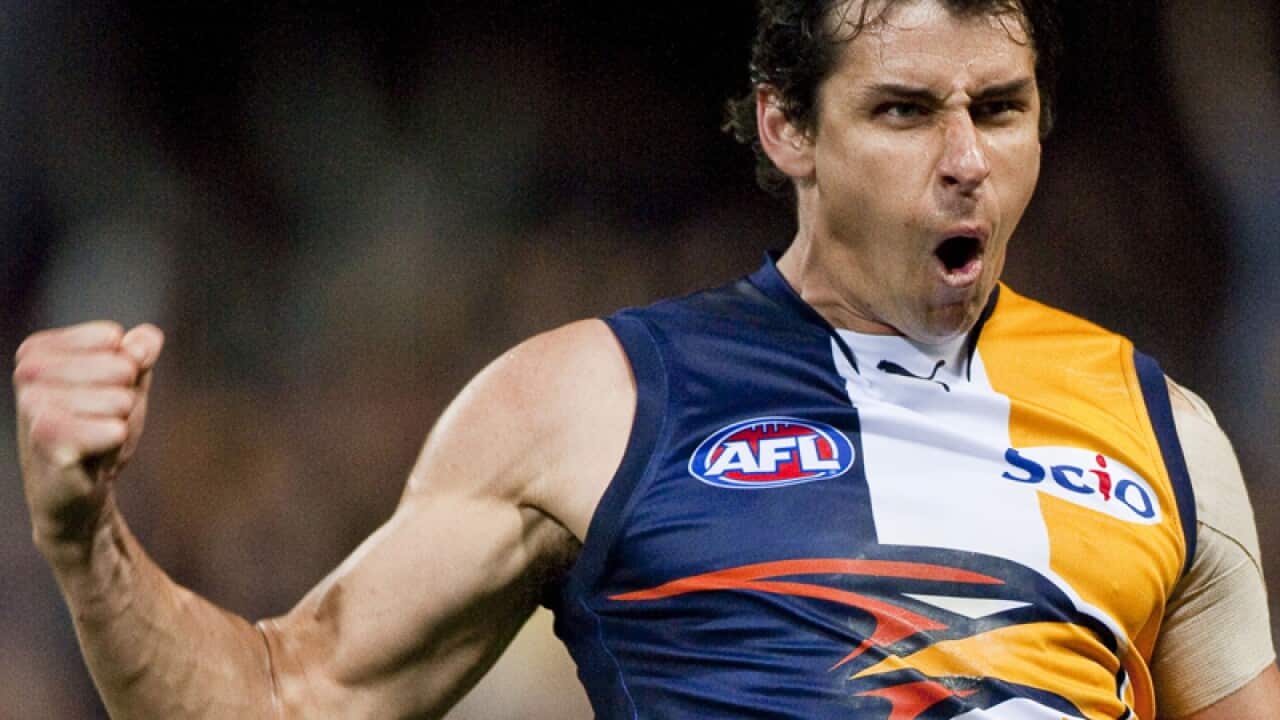 Andrew Embley for the Eagles celebrates.