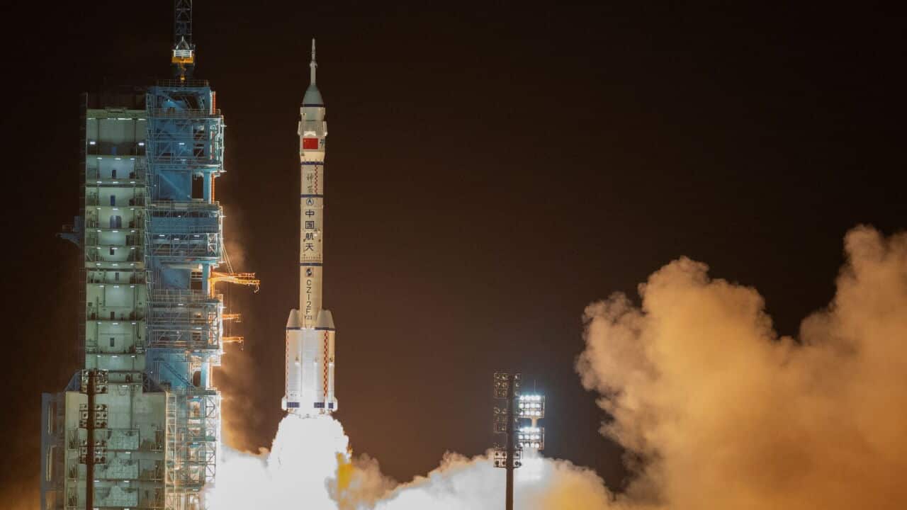 The Shenzhou-23 space mission carried by a Long March 2F rocket is launched at the Jiuquan Satellite Launch Center, near Jiuquan, China