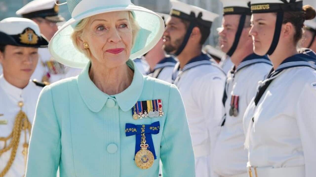 The governor-general Quentin Bryce inspects a royal guard of sailors.