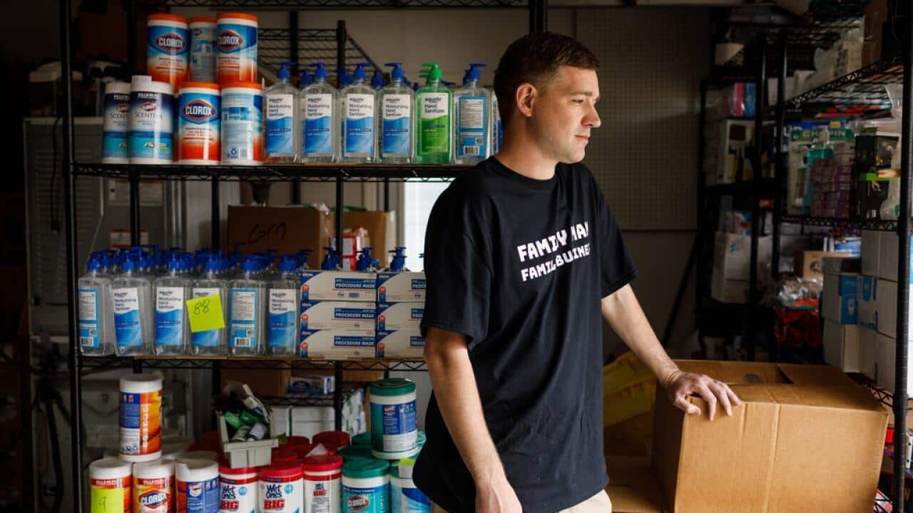 Matt Colvin, a Tennessee man who stockpiled hand sanitizer and wipes, says he has donated what he bought. He faces an investigation on price-gouging charges.Credit...Doug Strickland for The New York Times