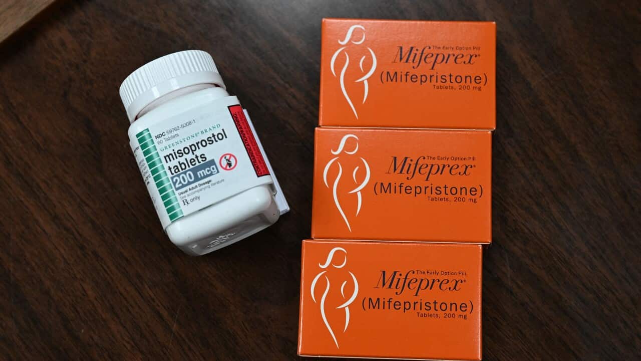 Mifepristone (Mifeprex) and Misoprostol, the two drugs used in a medication abortion, are seen on a table at the Women's Reproductive Clinic in Santa Teresa, New Mexico