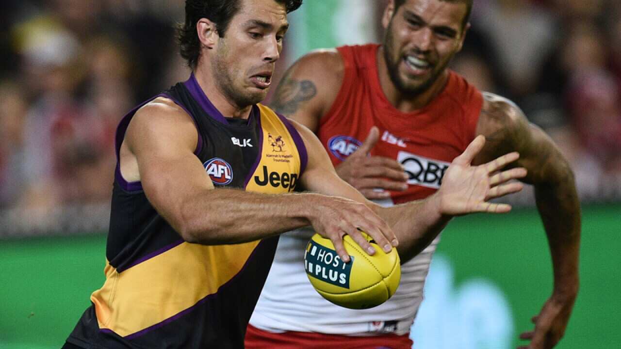 Richmond defender Alex Rance (L) and Sydney forward Lance Franklin