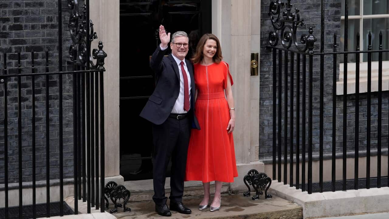 Newly elected Prime Minister Sir Keir Starmer and his wife Victoria outside No 10 Downing Street (AAP)