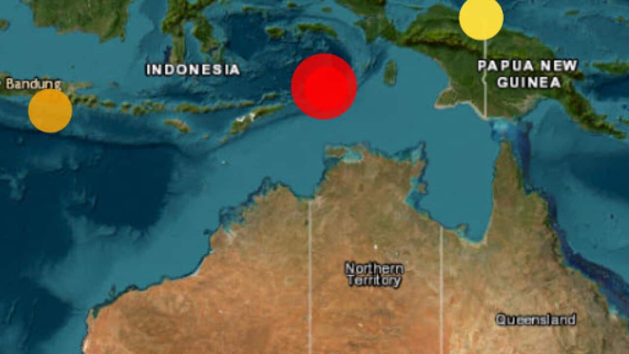 Map showing location of an earthquake