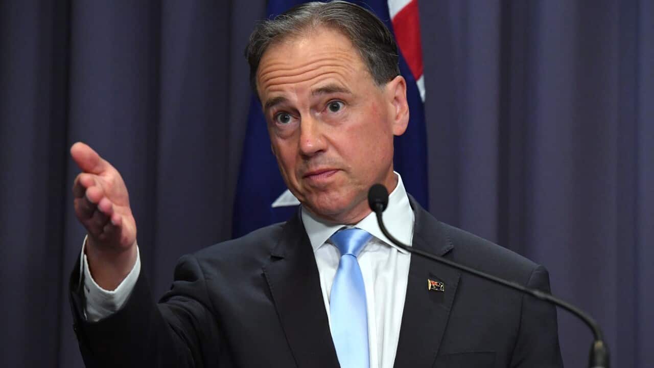 Minister for Health Greg Hunt at a press conference about the Omicron variant