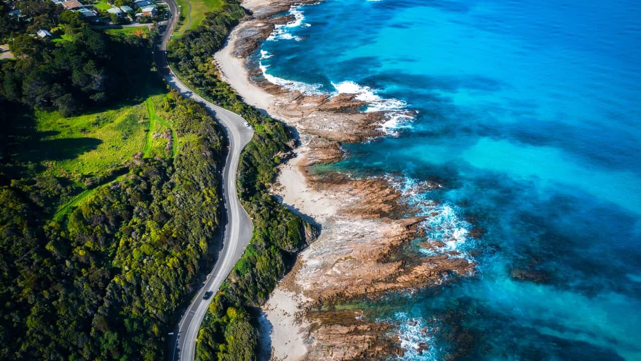 Aerial coastal highway