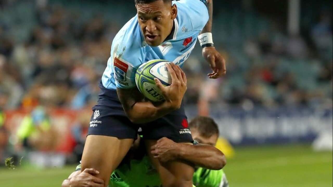 File image of Israel Folau of the Waratahs in action.