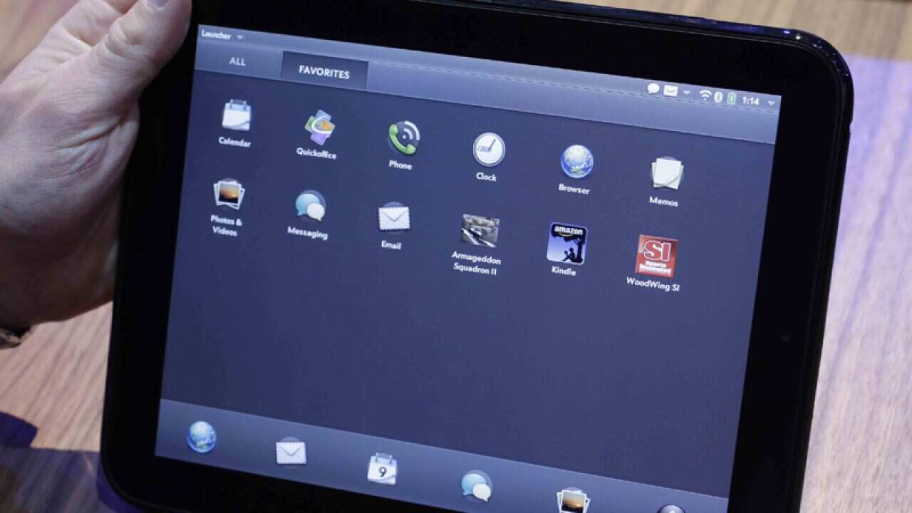 A close up of a Hewlett-Packard TouchPad