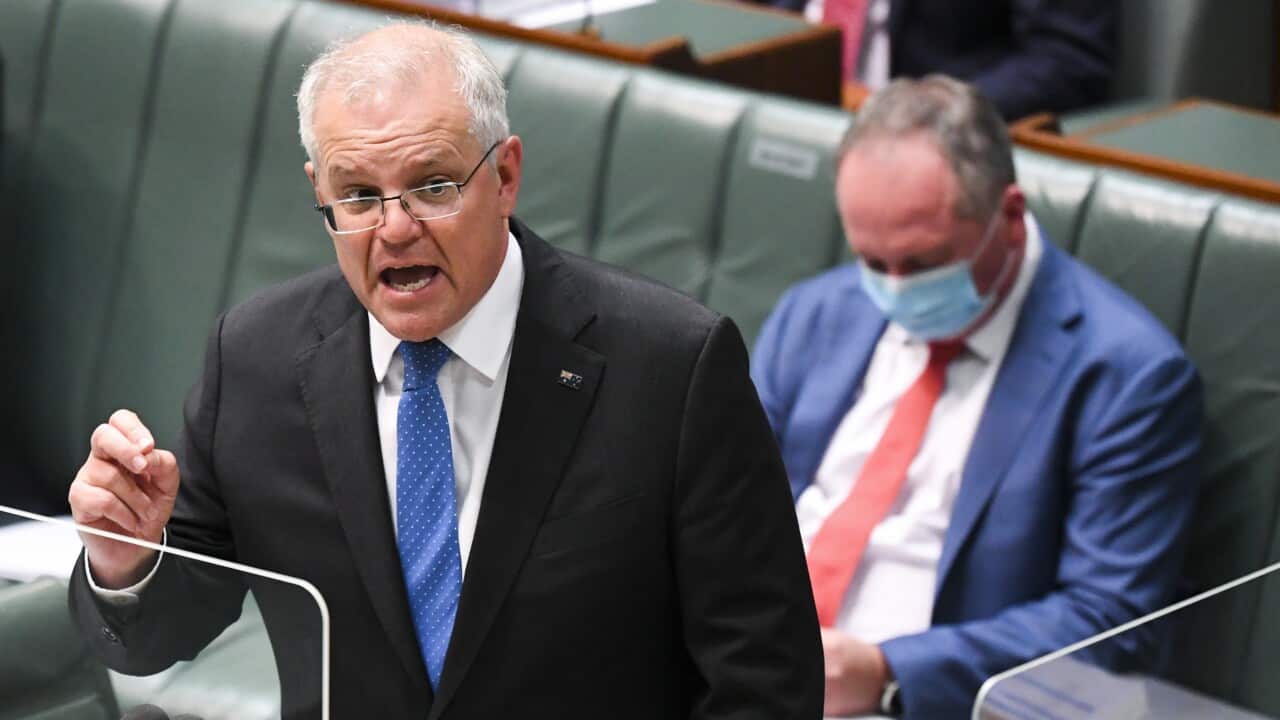 Prime Minister Scott Morrison speaks during Question Time at Parliament House in Canberra.