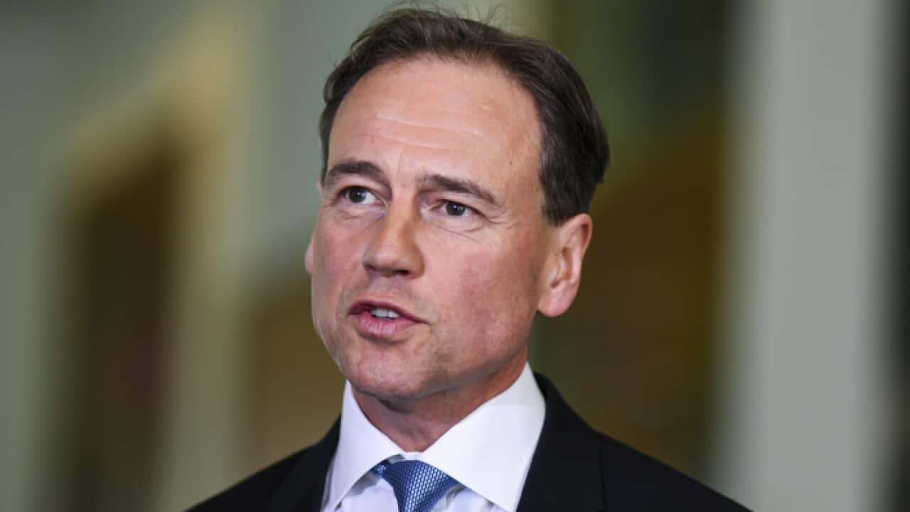Australian Health Minister Greg Hunt speaks to the media during a press conference at Parliament House in Canberra, Thursday, August 16, 2018. (AAP Image/Lukas Coch) NO ARCHIVING