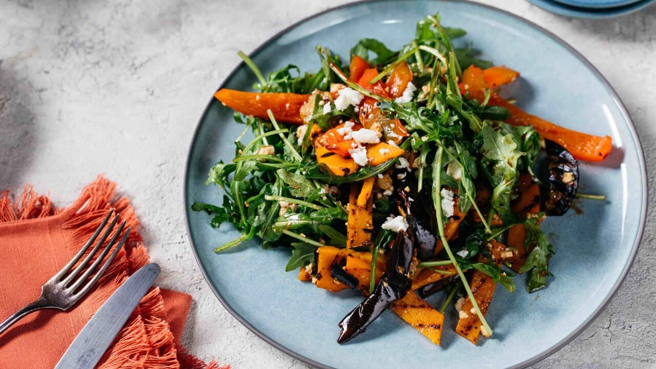 Chargrilled vegetable salad with rocket and balsamic