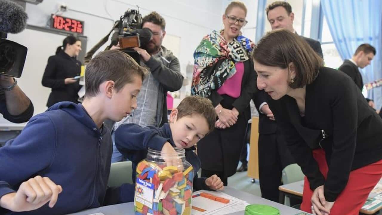 NSW Premier Gladys Berejiklian engages with school students.