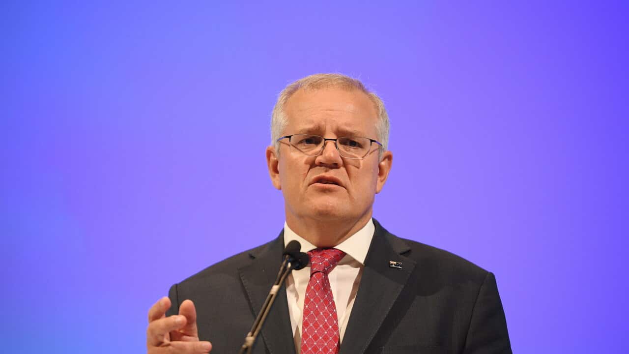 Prime Minister Scott Morrison speaking during the Australian Financial Review (AFR) Business Summit.