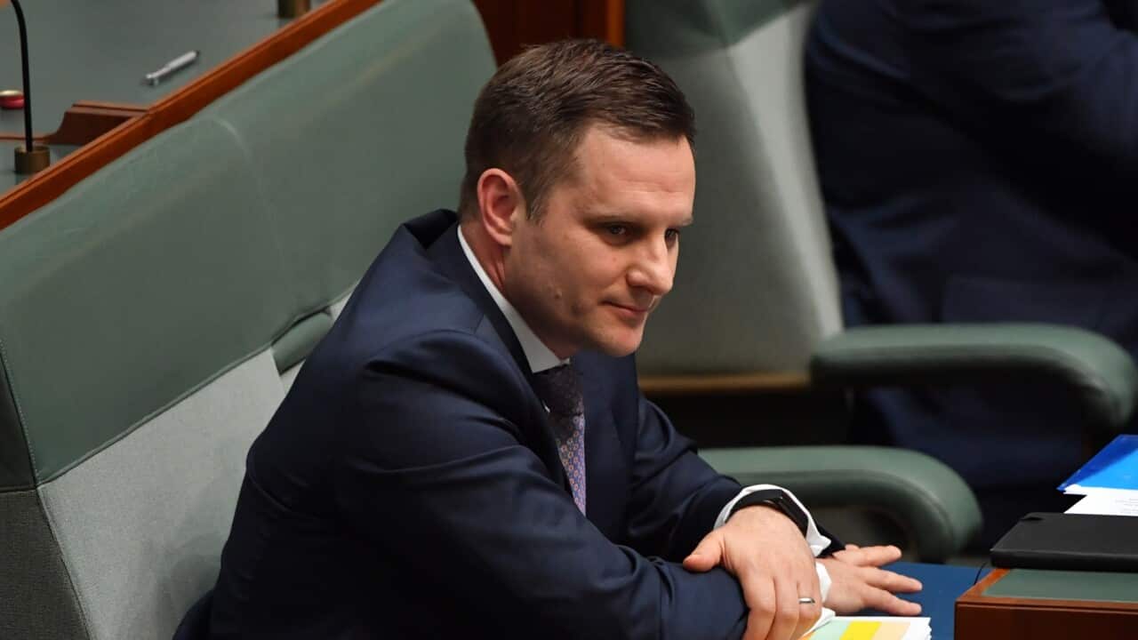 Minister for International Development Alex Hawke during Question Time in the House of Representatives at Parliament House in Canberra, Wednesday, October 28, 2020. (AAP Image/Mick Tsikas) NO ARCHIVING