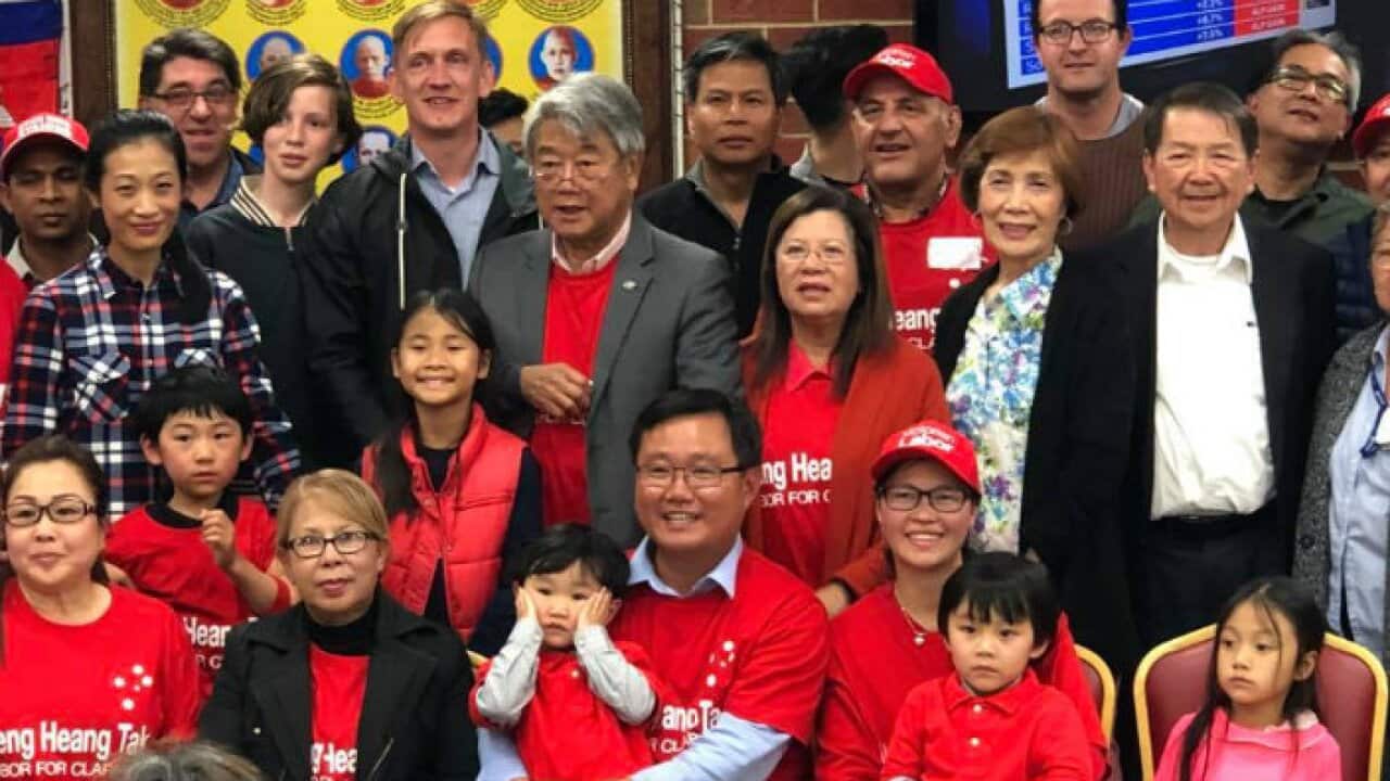 New elected MP Meng Heang Tak celebrates his victory with Khmer community and his supporters