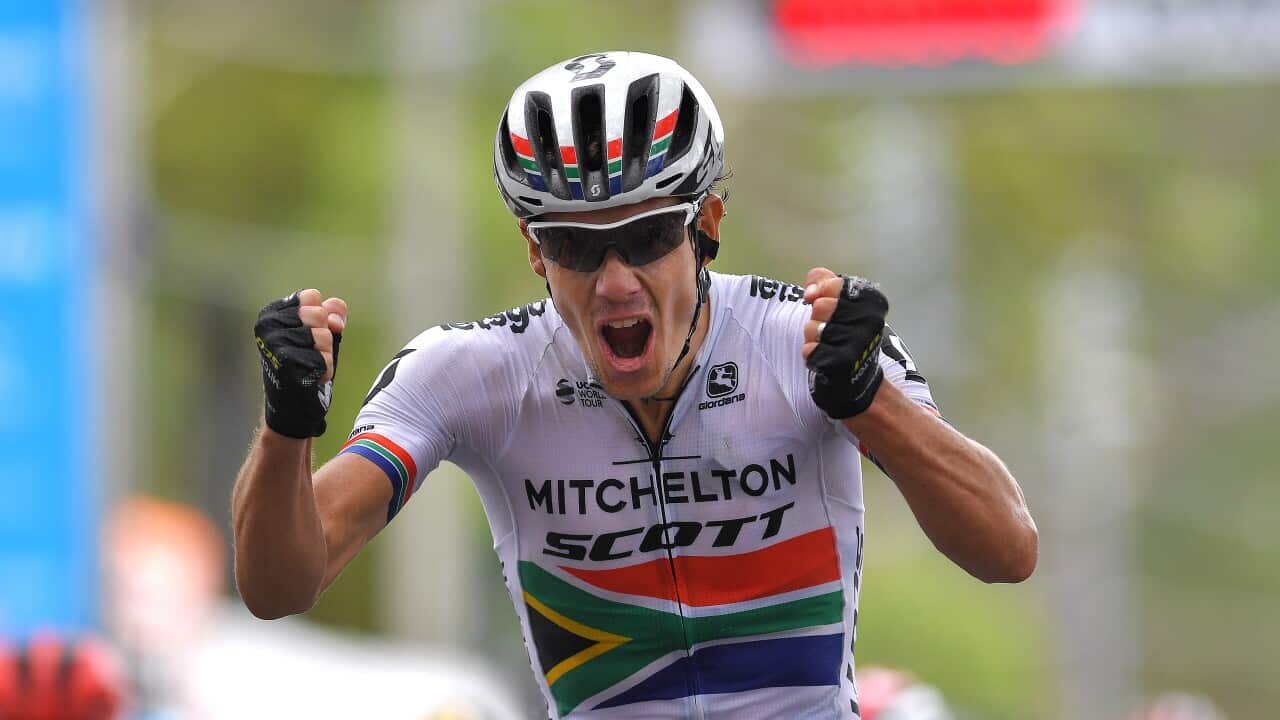 Daryl Impey wins Stage 4 of the 2019 Santos Tour Down Under and moves into second overall, seven seconds behind Patrick Bevin (Getty)