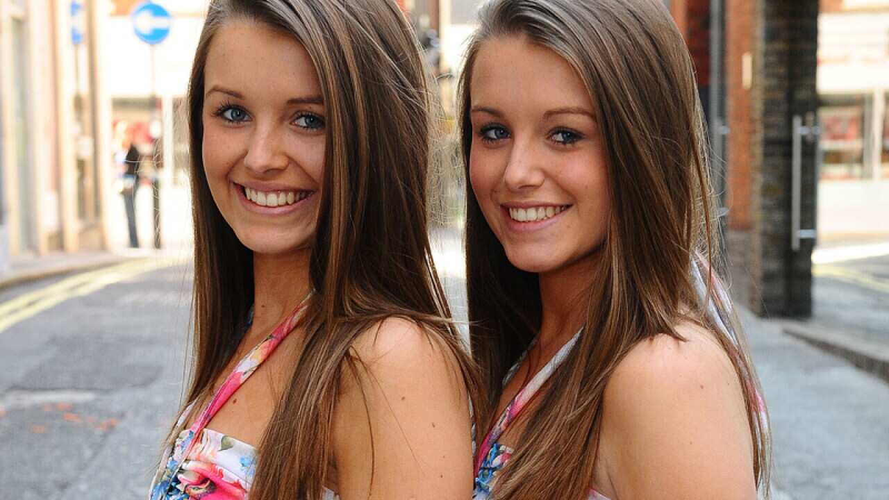 Identical British twins Pearl Day and Ruby Day