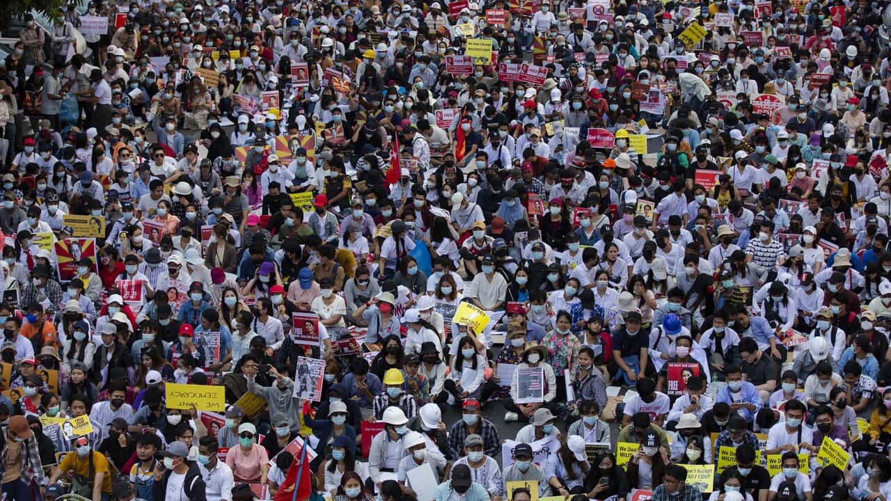 Protest in Yangon against the military coup.jpg