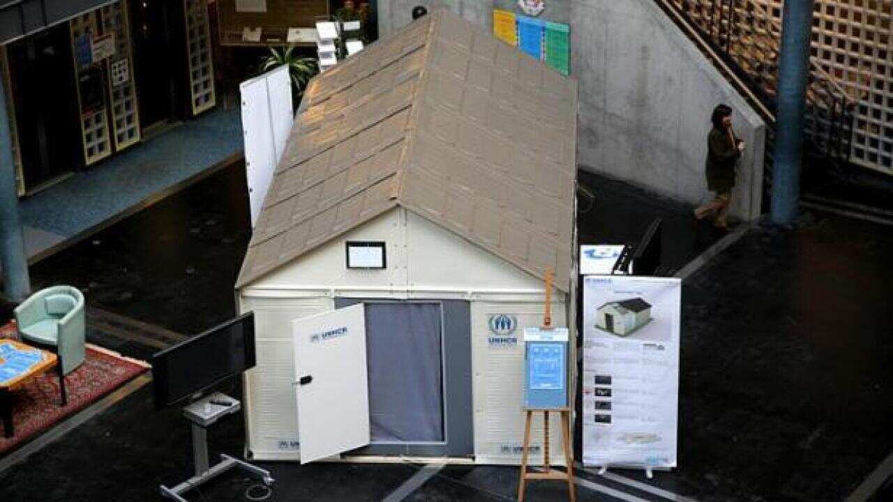 Flat pack refugee shelters made by Ikea