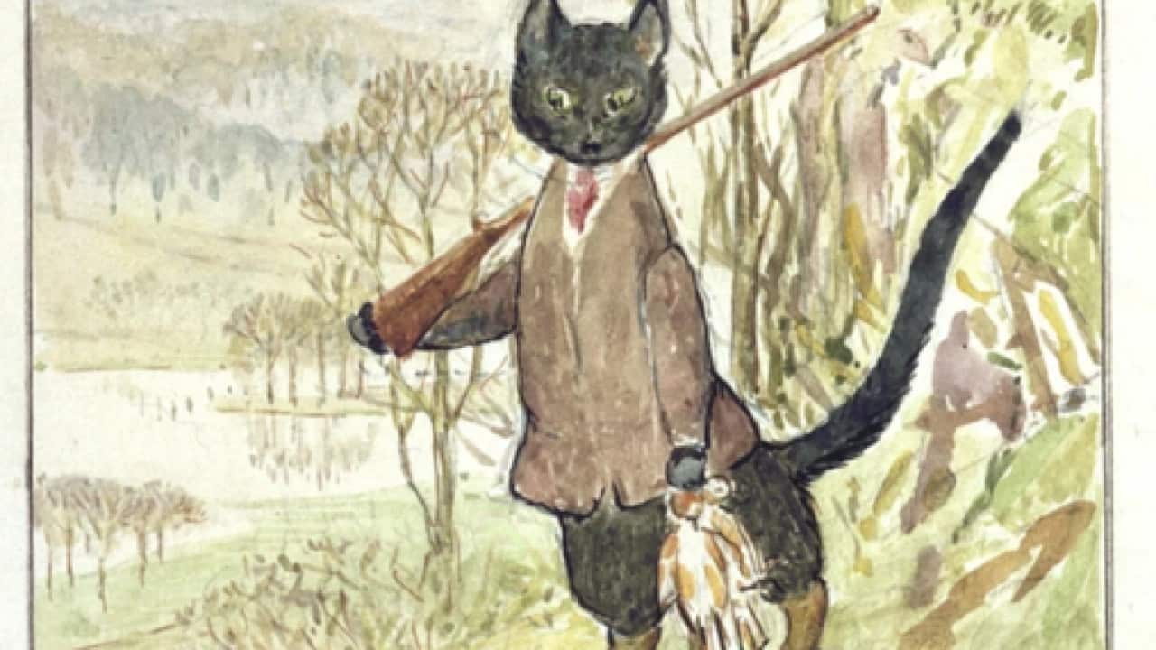 Beatrix Potter's original sketch for The Tale of Kitty-in-Boots, one of only two found for the book in the V&A archive.