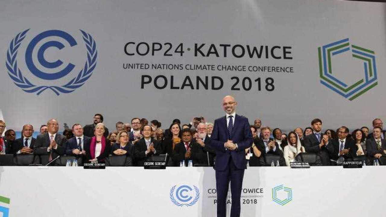 President, Deputy Environment Minister Michal Kurtyka (C) officially closes the COP24 UN Climate Summit.