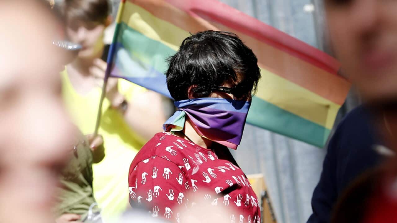 Supporters participate in a LGBT pride parade in Istanbul