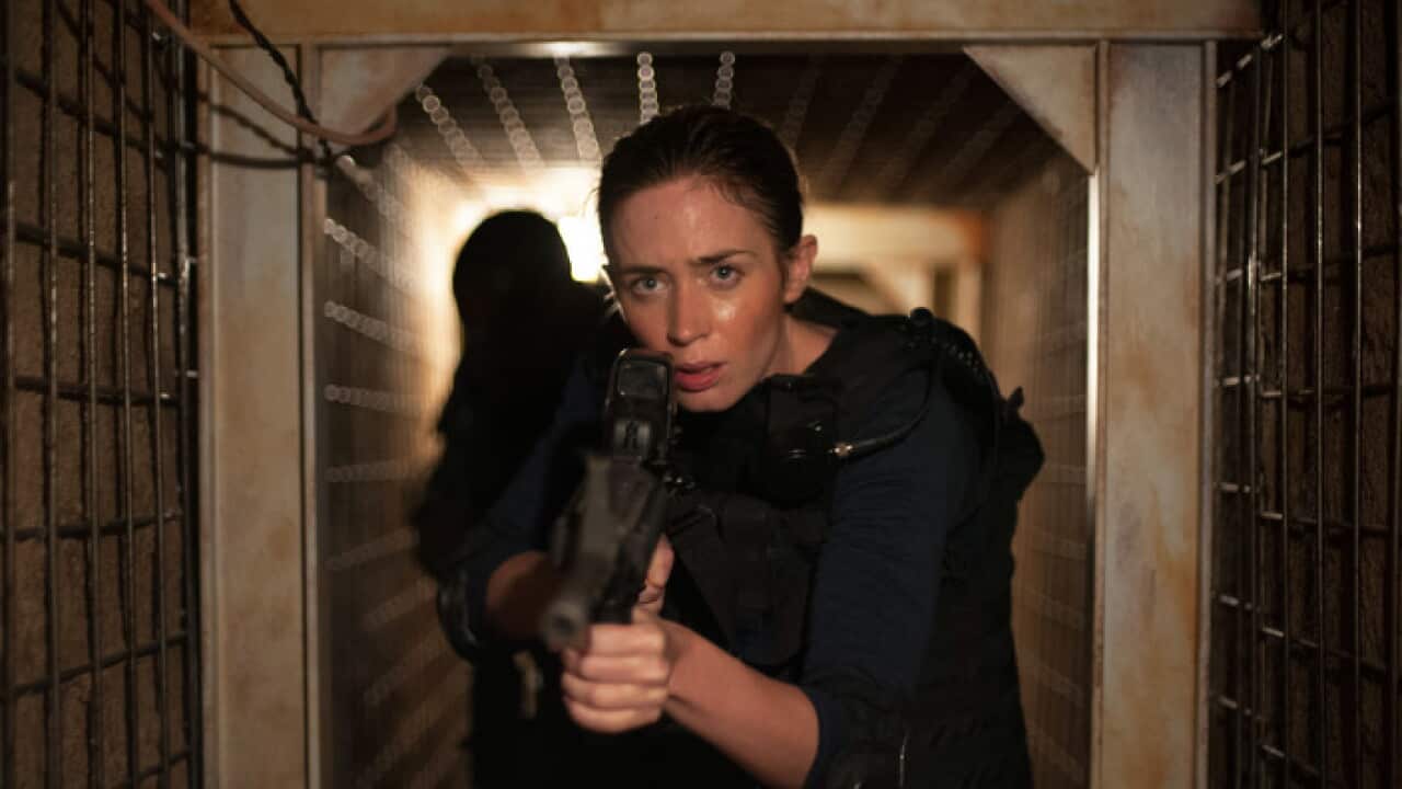 Emily Blunt, as Kate Macer, in a scene from the film, "Sicario".